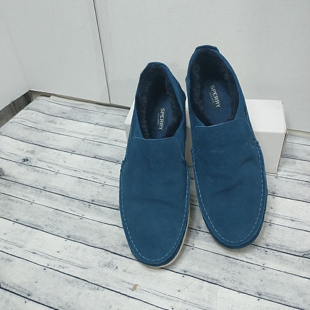 Sperry Men's Blue Sider Foux Fur Lined Slip On Sneaker Shoes Size US 12M EUR 46